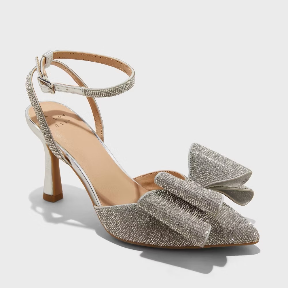 A New Day Women's Julia Rhinestone Bow Heels with Memory Foam Insole